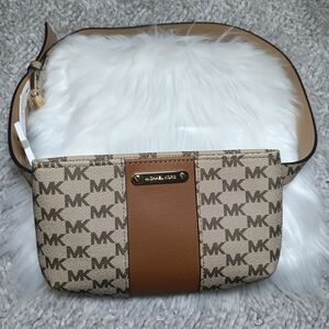 Michael Kors Brown and Cream Logo Belt Bag